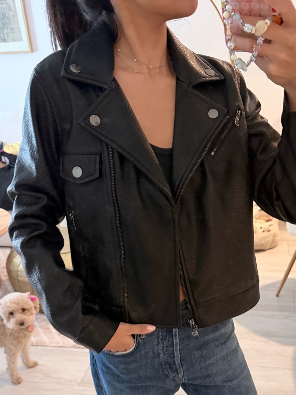 Banana Republic Black Faux Leather Moto Jacket